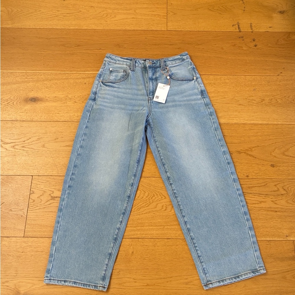 Quince Light Blue Barrel Ankle Jeans